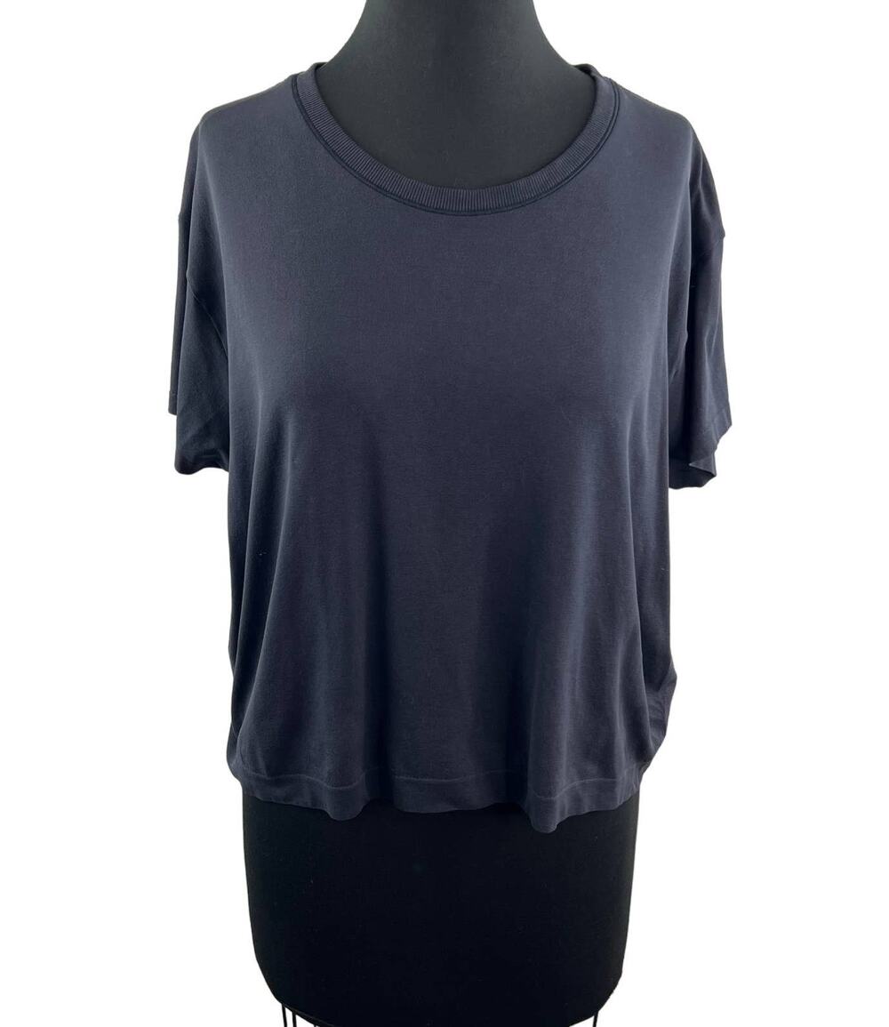 ATHLETA Black Blue Mineral Crop Tee Relaxed Short Sleeve 530550 Yoga Lounge XL